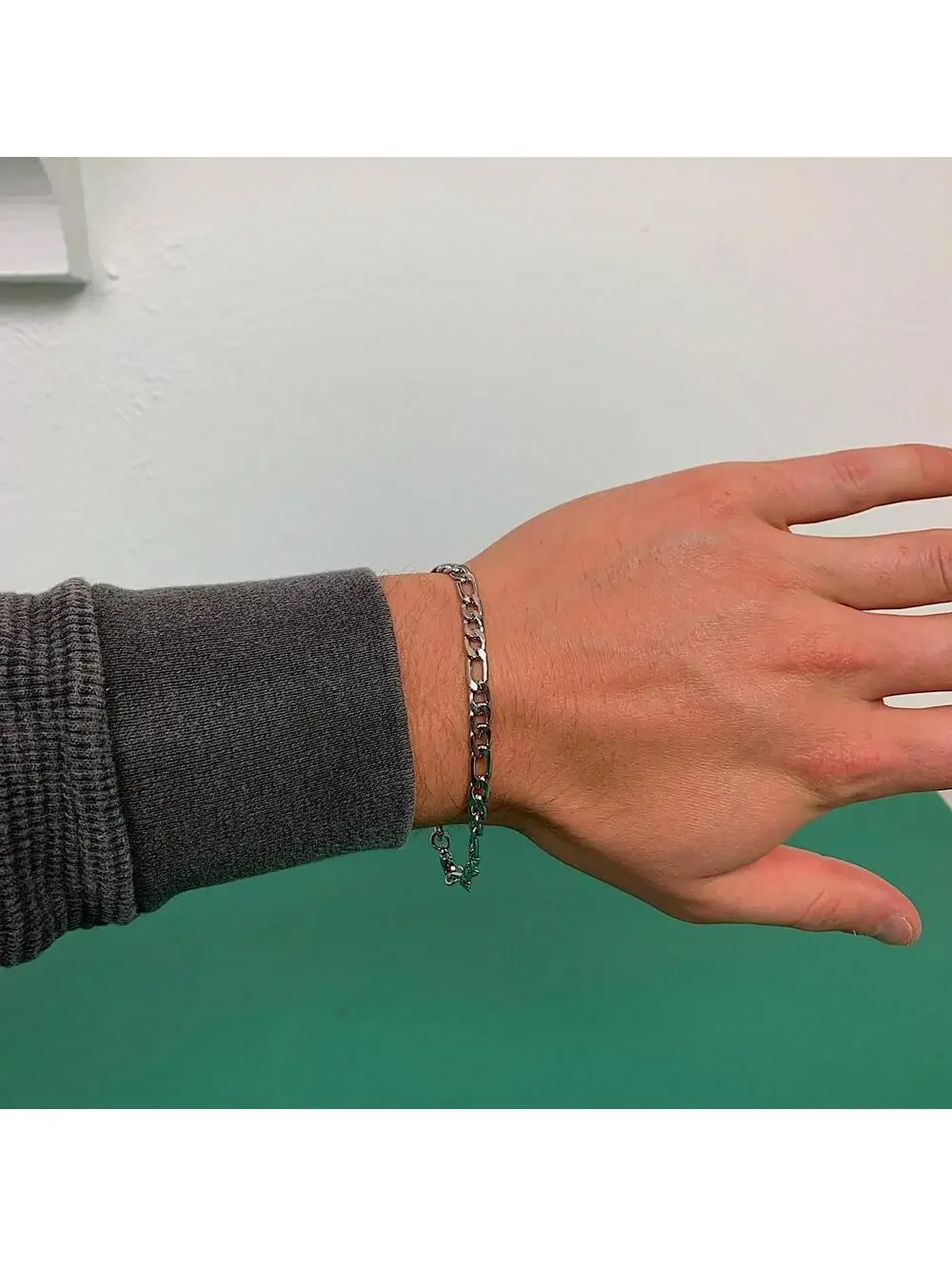 Cyber Vintage y2k 2000s style Figaro Sterling Silver grunge punk Bracelet. 8